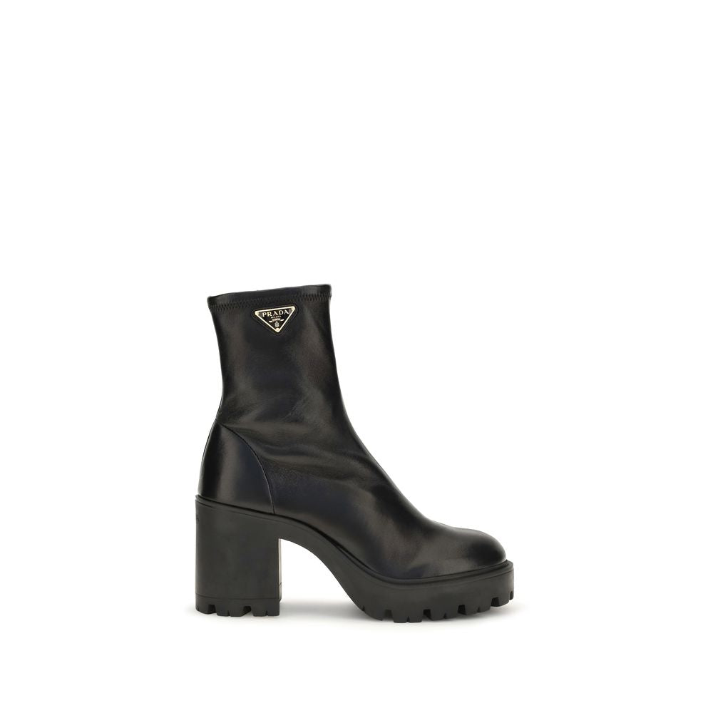 Platform Ankle Boots by Prada for women in bos taurus nappa calf leather black features an effortless chic silhouette from the Women's Bos Taurus Nappa Calf Leather Platform Ankle Boots collection, showcasing a effortless chic platform and refined for an effortless chic look.