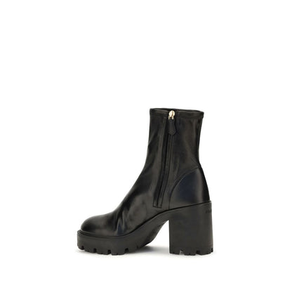 Platform Ankle Boots by Prada for women in bos taurus nappa calf leather black features an avant-garde Women's Bos Taurus Nappa Calf Leather Platform Ankle Boots silhouette, defined by a sophisticated platform and a avant-garde .
