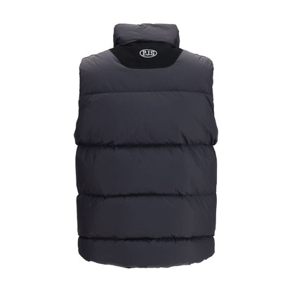 Vest by Parajumpers for men in polyamide & goose-down black features a stylish silhouette, showcasing distinct pockets & insulated and a refined stand-collar neckline for a truly stylish finish.