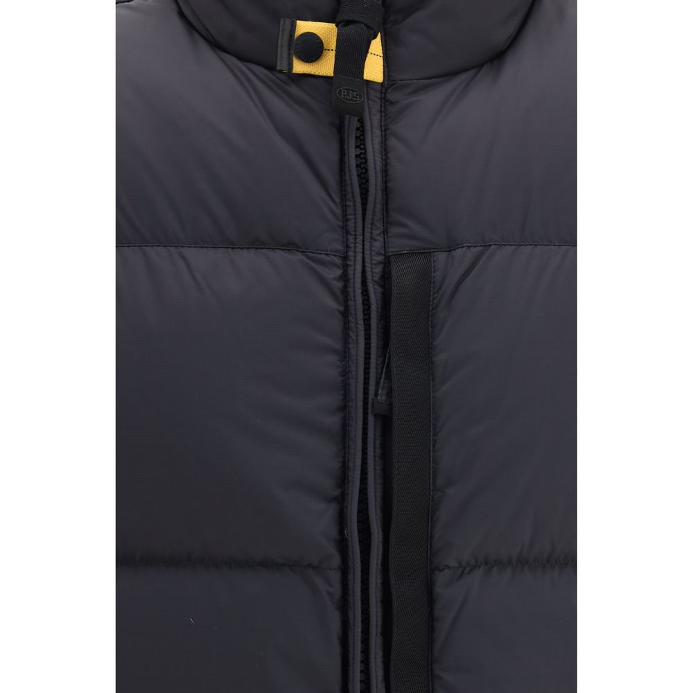 Vest by Parajumpers for men in polyamide & goose-down black features an contemporary silhouette, showcasing refined pockets & insulated and a contemporary stand-collar neckline for a sophisticated layered look.