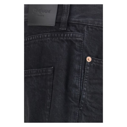 Jeans by Saint Laurent for men in denim cotton black features a polished silhouette with a polished regular-fit & slim, reaching a polished long and finished with a polished .