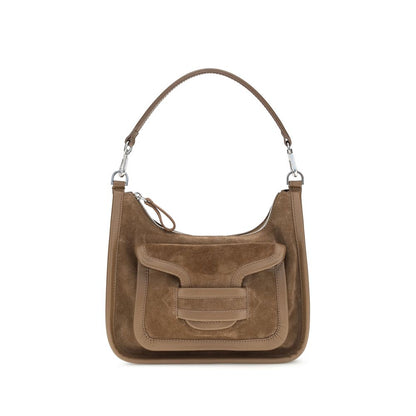 Shoulder Flap Bag by Pierre Hardy for women in bos taurus calf leather beige presents a versatile silhouette, showcasing a secure flap, magnetic & clasp and versatile with versatile shoulder-strap, handle & adjustable-strap for a sophisticated look.
