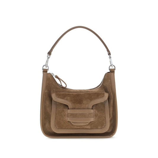 Shoulder Flap Bag by Pierre Hardy for women in bos taurus calf leather beige presents a versatile silhouette, showcasing a secure flap, magnetic & clasp and versatile with versatile shoulder-strap, handle & adjustable-strap for a sophisticated look.