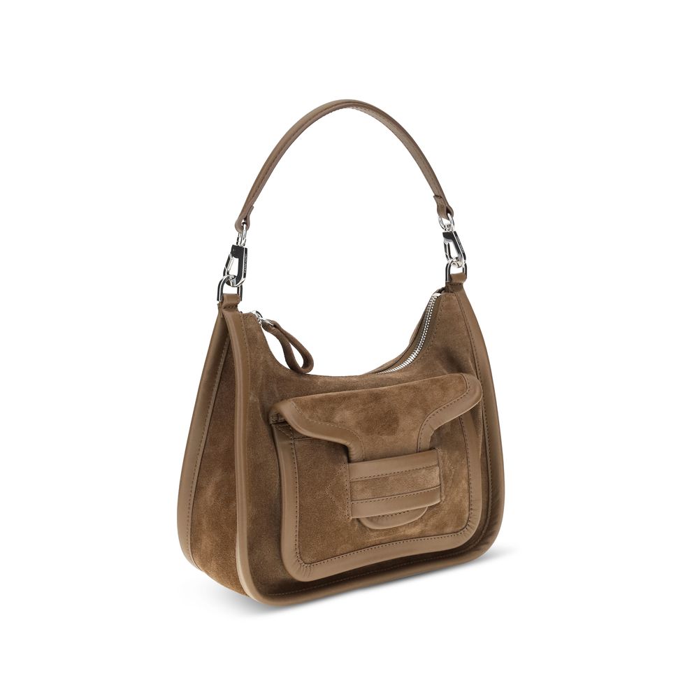 Shoulder Flap Bag by Pierre Hardy for women in bos taurus calf leather beige features an effortlessly chic silhouette with a secure flap, magnetic & clasp, ample , and versatile shoulder-strap, handle & adjustable-strap for effortlessly chic everyday luxury.