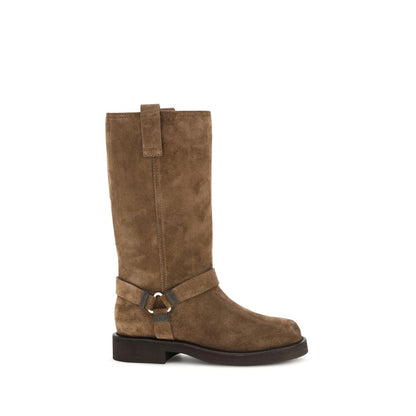 Flat Boots by Brunello Cucinelli for women in bos taurus calf suede leather brown & signature showcases a impeccable silhouette as Monile Women's Bos Taurus Calf Suede Leather Flat Boots, artfully defined by a impeccable flat and a impeccable .