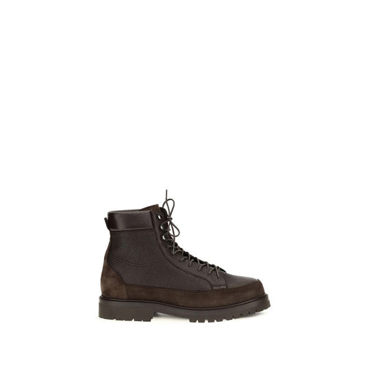 Lace-Up Ankle Boots by Brunello Cucinelli for men in suede leather brown features an effortless chic silhouette from the Men's Suede Leather Lace-Up Ankle Boots collection, showcasing a effortless chic and refined for an effortless chic look.