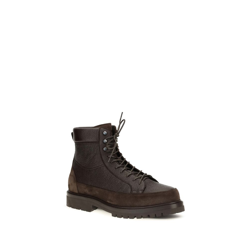 Lace-Up Ankle Boots by Brunello Cucinelli for men in suede leather brown showcases a ergonomic silhouette from the Men's Suede Leather Lace-Up Ankle Boots collection, featuring a ergonomic and a ergonomic .
