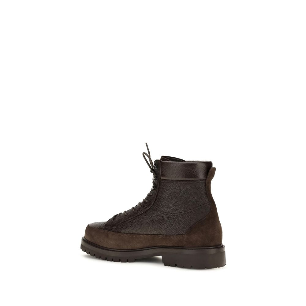 Lace-Up Ankle Boots by Brunello Cucinelli for men in suede leather brown features an avant-garde Men's Suede Leather Lace-Up Ankle Boots silhouette, defined by a sophisticated and a avant-garde .