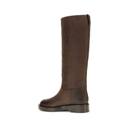 Low-Heel Ankle High Knee-High Boots by Paris Texas for women in bos taurus calfskin leather brown features an dynamic silhouette, showcasing the dynamic Women's Bos Taurus Calfskin Leather Low-Heel Ankle High Knee-High Boots design with its distinctive low-heel and elegant .