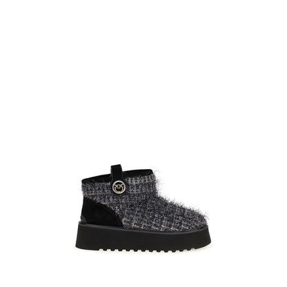 Platform Ankle Boots by PINKO for women in lurex tweed black & gray features an effortless chic silhouette from the Love Birds Women's Lurex Tweed Platform Ankle Boots collection, showcasing a effortless chic platform and refined for an effortless chic look.