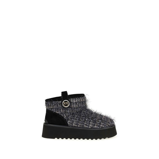 Platform Ankle Boots by PINKO for women in lurex tweed black & gray features an effortless chic silhouette from the Love Birds Women's Lurex Tweed Platform Ankle Boots collection, showcasing a effortless chic platform and refined for an effortless chic look.