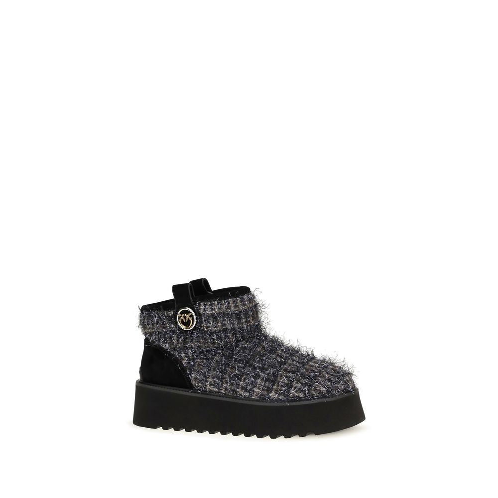 Platform Ankle Boots by PINKO for women in lurex tweed black & gray features an dynamic silhouette, showcasing the dynamic Love Birds Women's Lurex Tweed Platform Ankle Boots design with its distinctive platform and elegant .