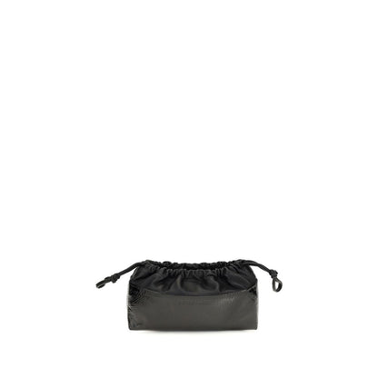 Shoulder Drawstring Clutch Bag by Pierre Hardy for women in bos taurus calf leather black features a distinguished silhouette, showcasing a secure drawstring and distinguished with versatile shoulder-strap for a distinguished finish.