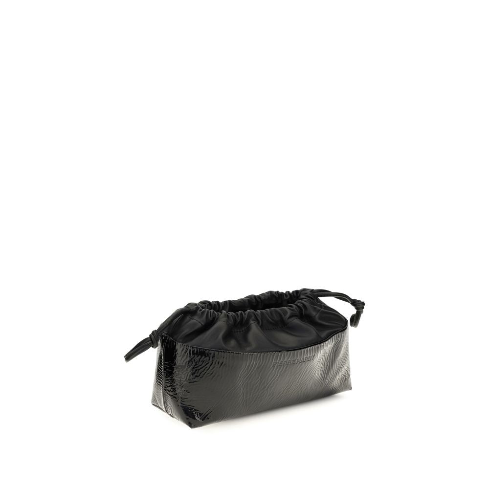 Shoulder Drawstring Clutch Bag by Pierre Hardy for women in bos taurus calf leather black features an effortlessly chic silhouette with a secure drawstring, ample , and versatile shoulder-strap for effortlessly chic everyday luxury.