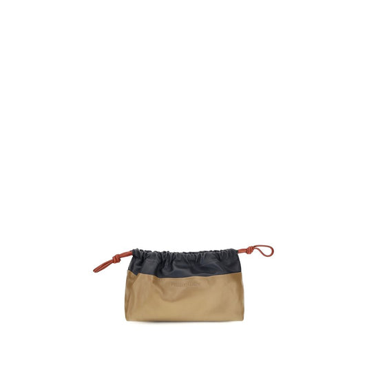 Shoulder Drawstring Clutch Bag by Pierre Hardy for women in bos taurus calf leather beige features a enviable silhouette, showcasing a secure drawstring, ample , and enviable shoulder-strap for a enviable finish.