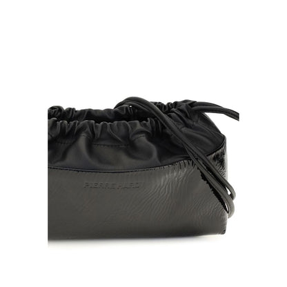 Shoulder Drawstring Clutch Bag by Pierre Hardy for women in bos taurus calf leather black presents a versatile silhouette, showcasing a secure drawstring and versatile with versatile shoulder-strap for a sophisticated look.