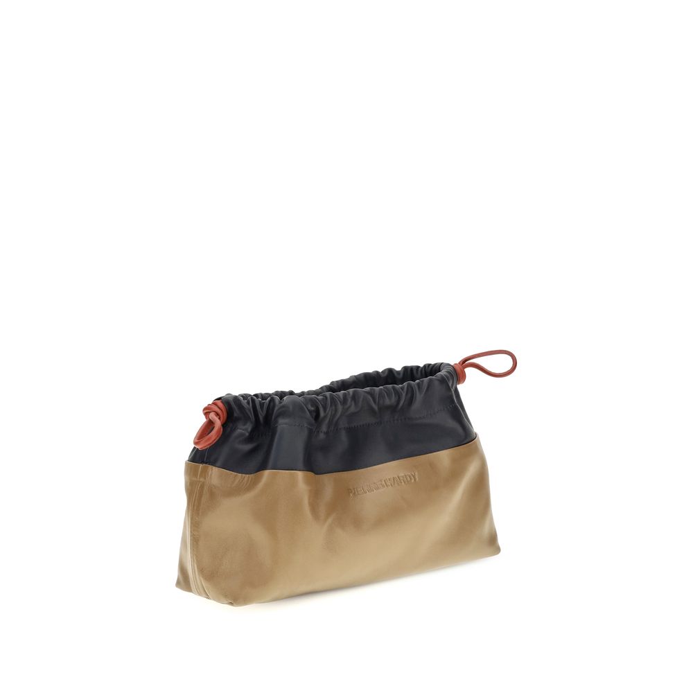 Shoulder Drawstring Clutch Bag by Pierre Hardy for women in bos taurus calf leather beige features a effortless sophistication silhouette, secured by a drawstring with ample and versatile shoulder-strap for a effortless sophistication finish.