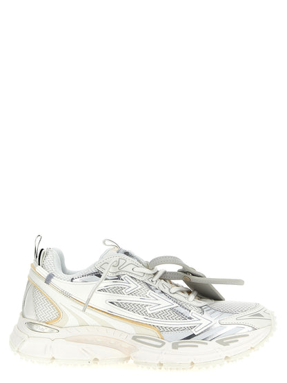 Athletic Sneakers by Off-White for men in polyester polyethylene polyurethane leather white showcases a architectural silhouette, artfully capturing the essence of the Crisp Men's Athletic Polyester Polyethylene Polyurethane Leather Sneakers with its signature architectural athletic style construction.