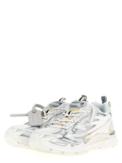 Athletic Sneakers by Off-White for men in polyester polyethylene polyurethane leather white showcases an impeccable silhouette, defined by an impeccable athletic style design that perfectly captures the essence of the Crisp Men's Athletic Polyester Polyethylene Polyurethane Leather Sneakers.