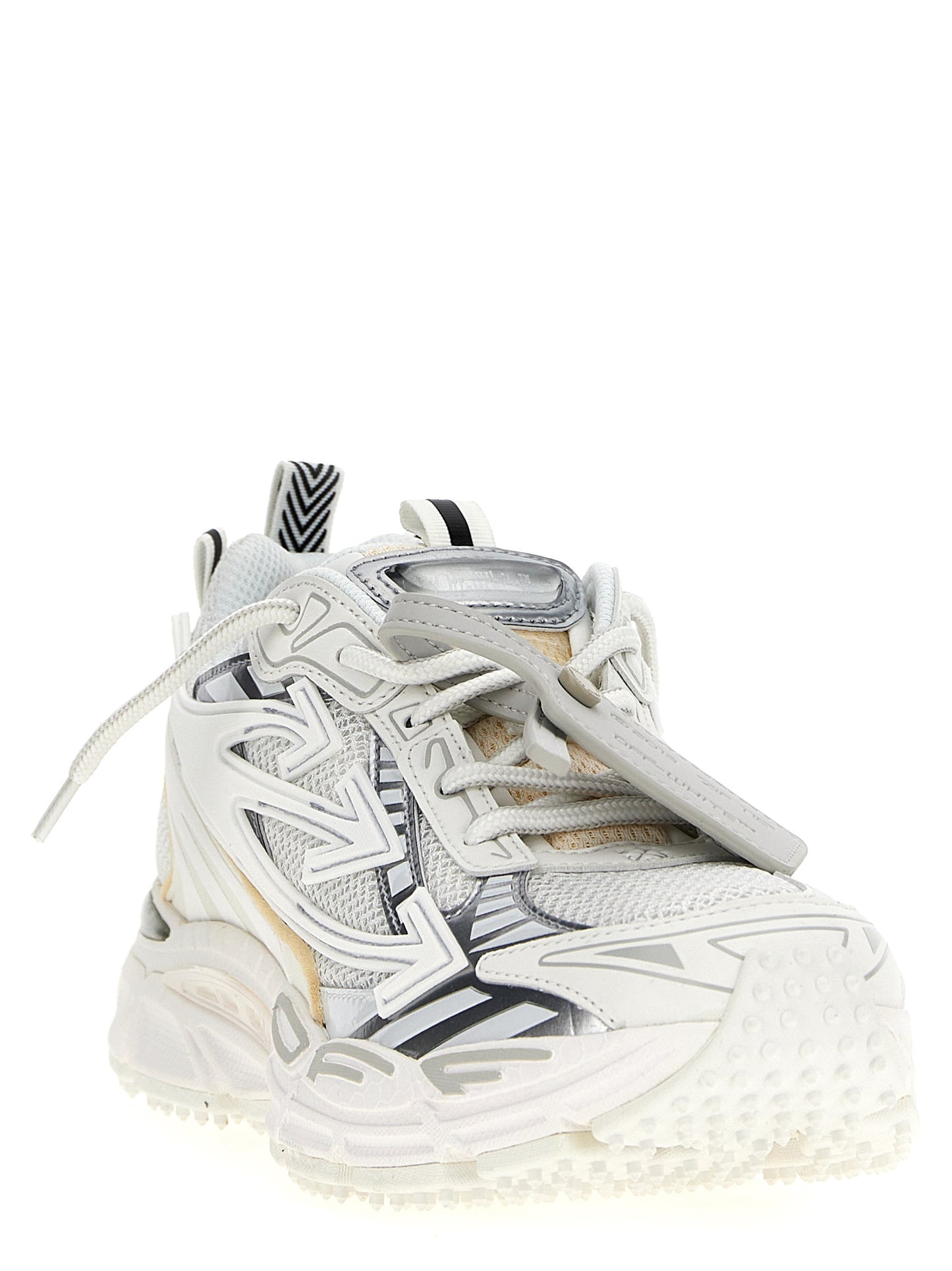 Athletic Sneakers by Off-White for men in polyester polyethylene polyurethane leather white features an exquisite silhouette, showcasing the premium athletic style of the Crisp Men's Athletic Polyester Polyethylene Polyurethane Leather Sneakers with an exquisite finish.