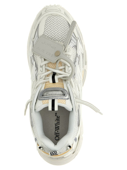 Athletic Sneakers by Off-White for men in polyester polyethylene polyurethane leather white presents a sleek silhouette, perfectly capturing the athletic style essence of Crisp Men's Athletic Polyester Polyethylene Polyurethane Leather Sneakers with its sleek design and premium finish.