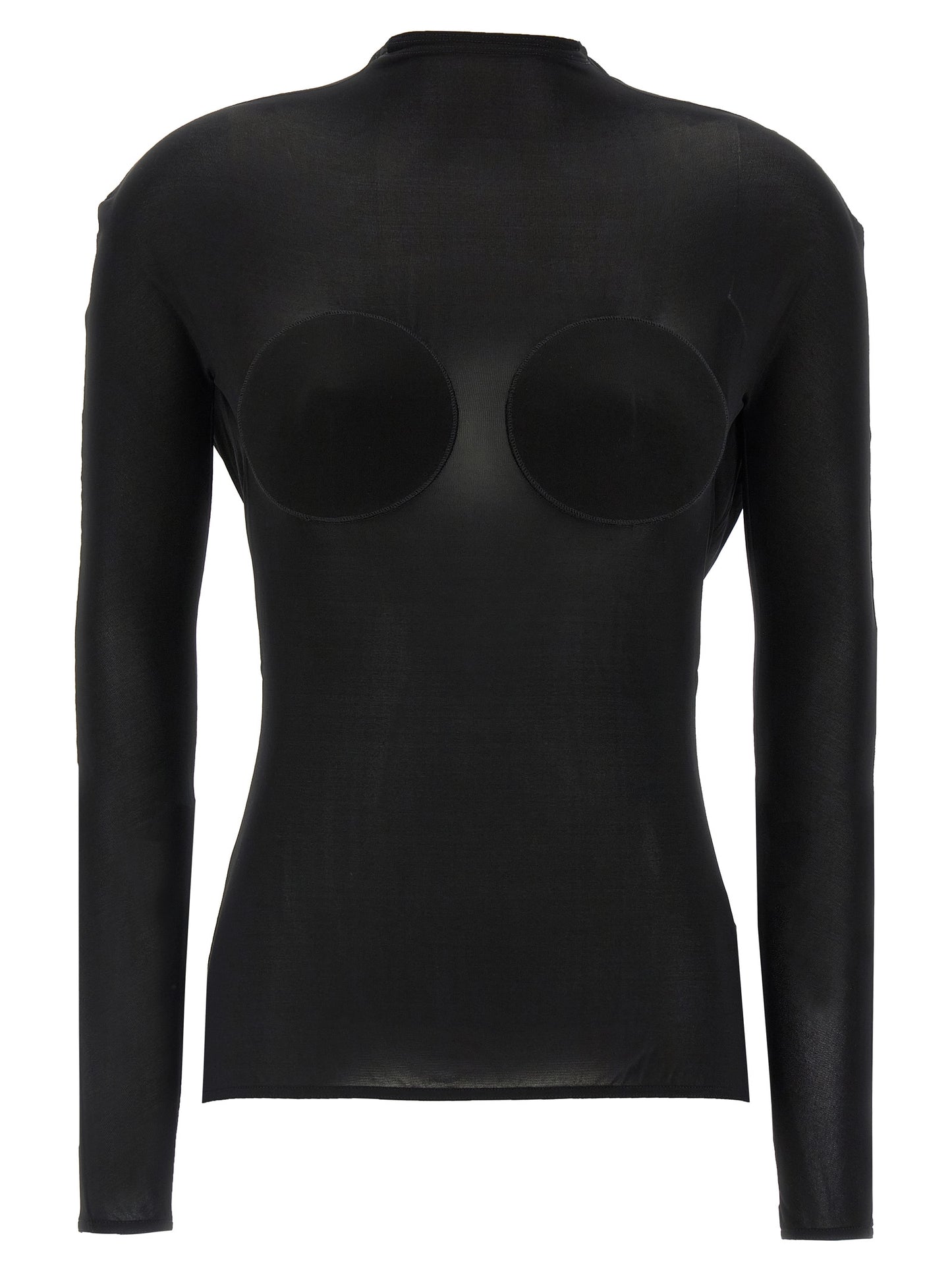 Cardigan by Jean Paul Gaultier for women in stretch viscose black & transparent presents a textural silhouette, artfully finished with a textural and long-sleeve for a sophisticated, textural look.