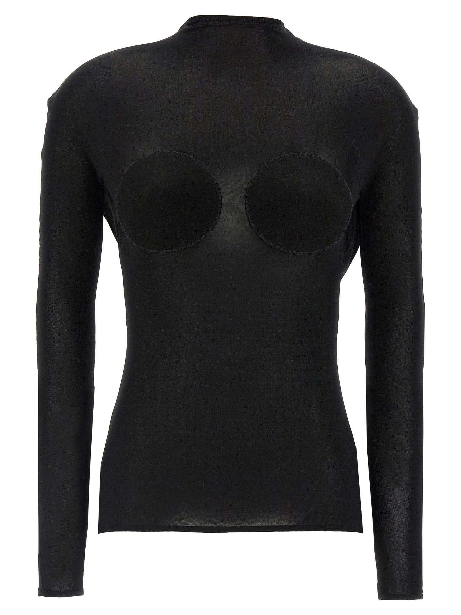 Cardigan by Jean Paul Gaultier for women in stretch viscose black & transparent presents a textural silhouette, artfully finished with a textural and long-sleeve for a sophisticated, textural look.