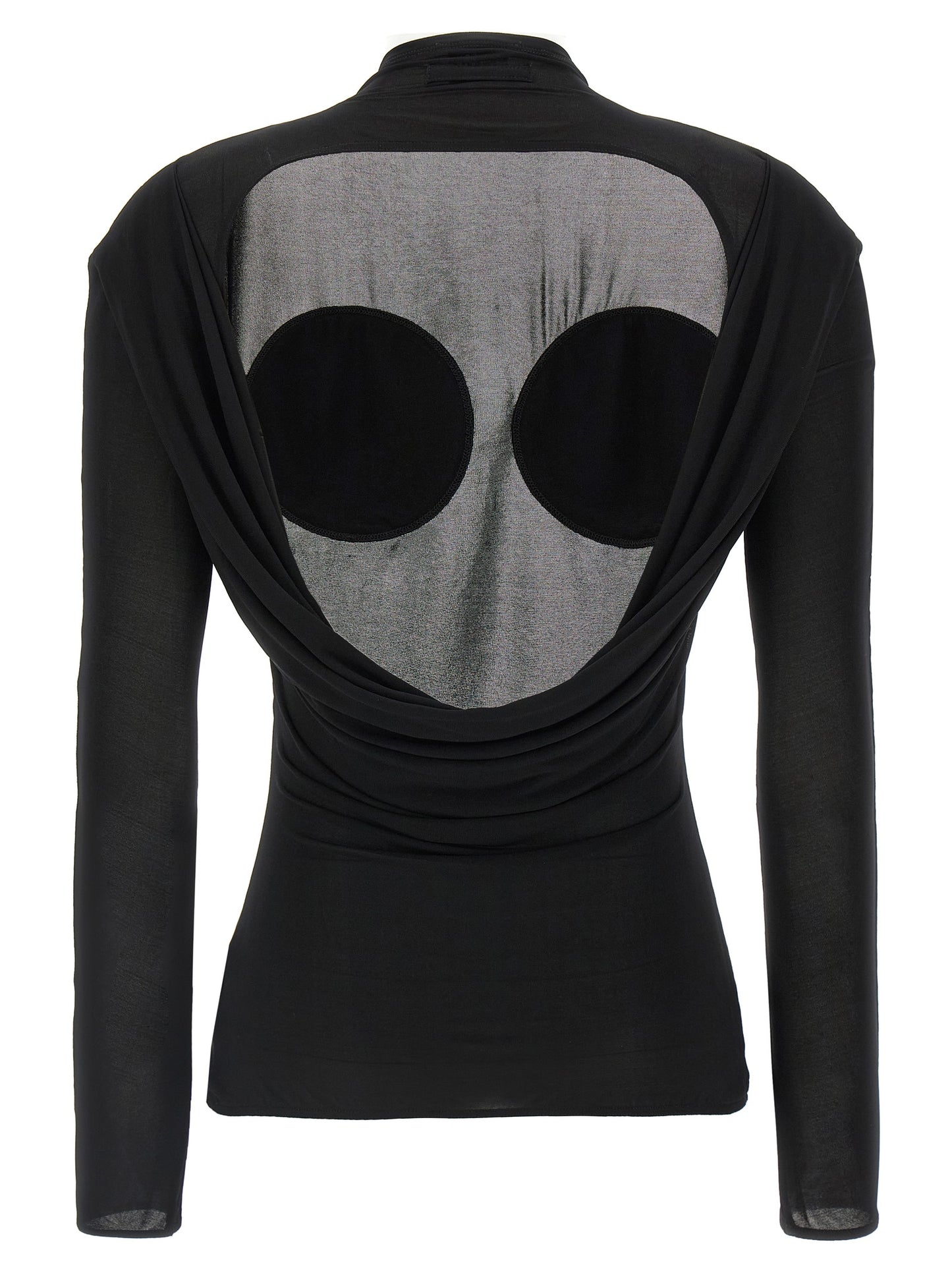 Cardigan by Jean Paul Gaultier for women in stretch viscose black & transparent showcases a captivating silhouette, artfully detailed with a captivating and for a truly sophisticated captivating look.