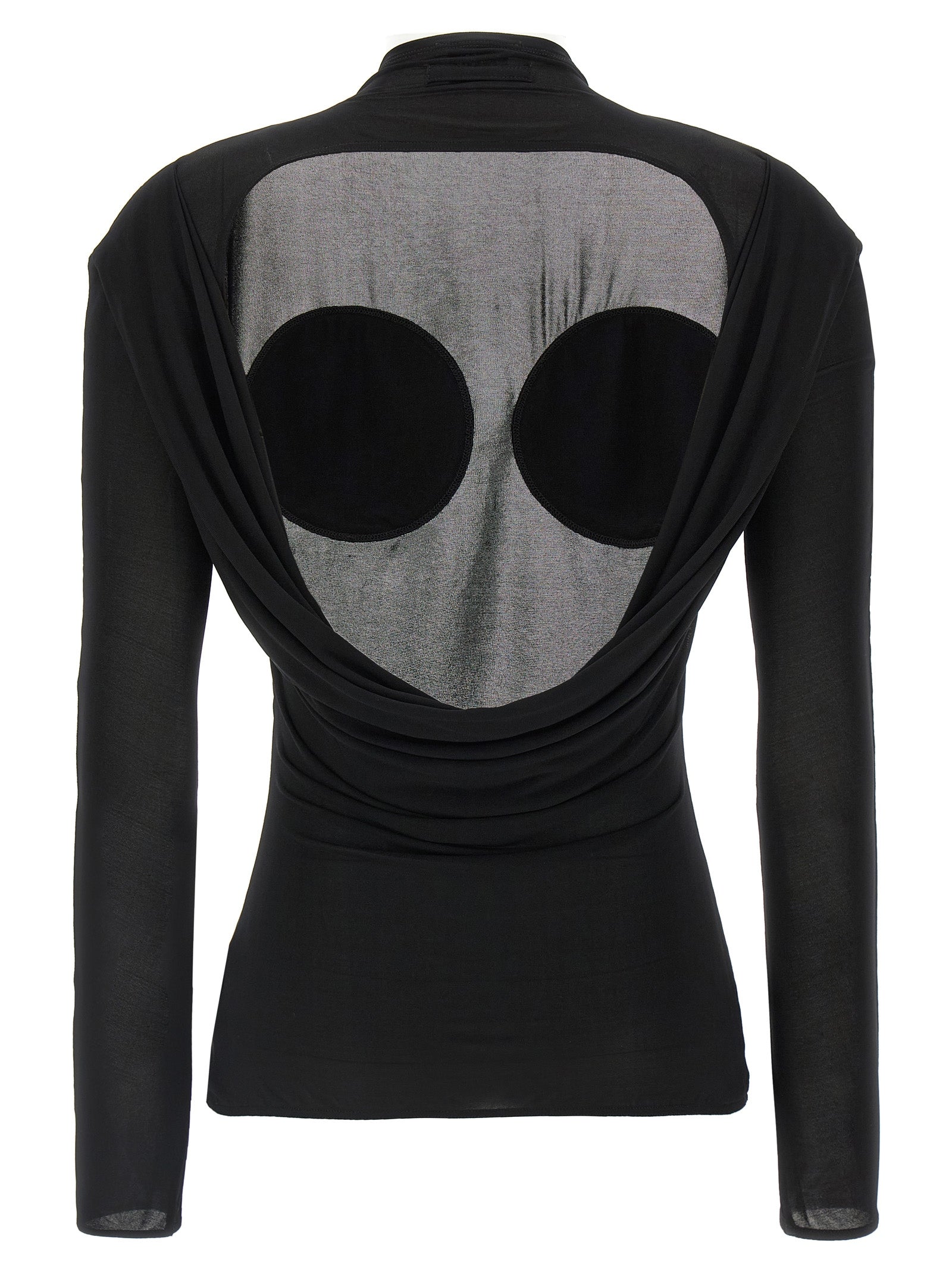 Cardigan by Jean Paul Gaultier for women in stretch viscose black & transparent showcases a captivating silhouette, artfully detailed with a captivating and for a truly sophisticated captivating look.