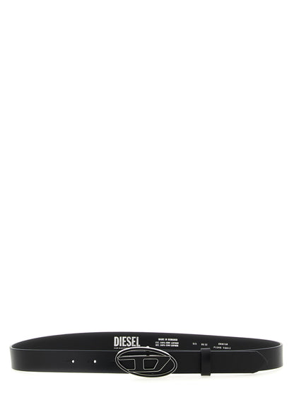 Belt by Diesel for women in leather & metal black features an artisanal finish, elegantly showcasing the signature style and artisanal craftsmanship of the 1 Dr Leather & Metal Belt design.