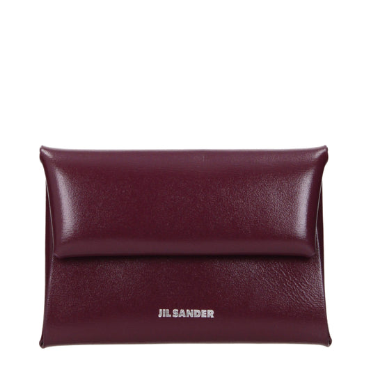 Wallet by Jil Sander for women in leather red presents a streamlined silhouette, showcasing the sophisticated design of the Leather Wallet collection with functional coin-purse.