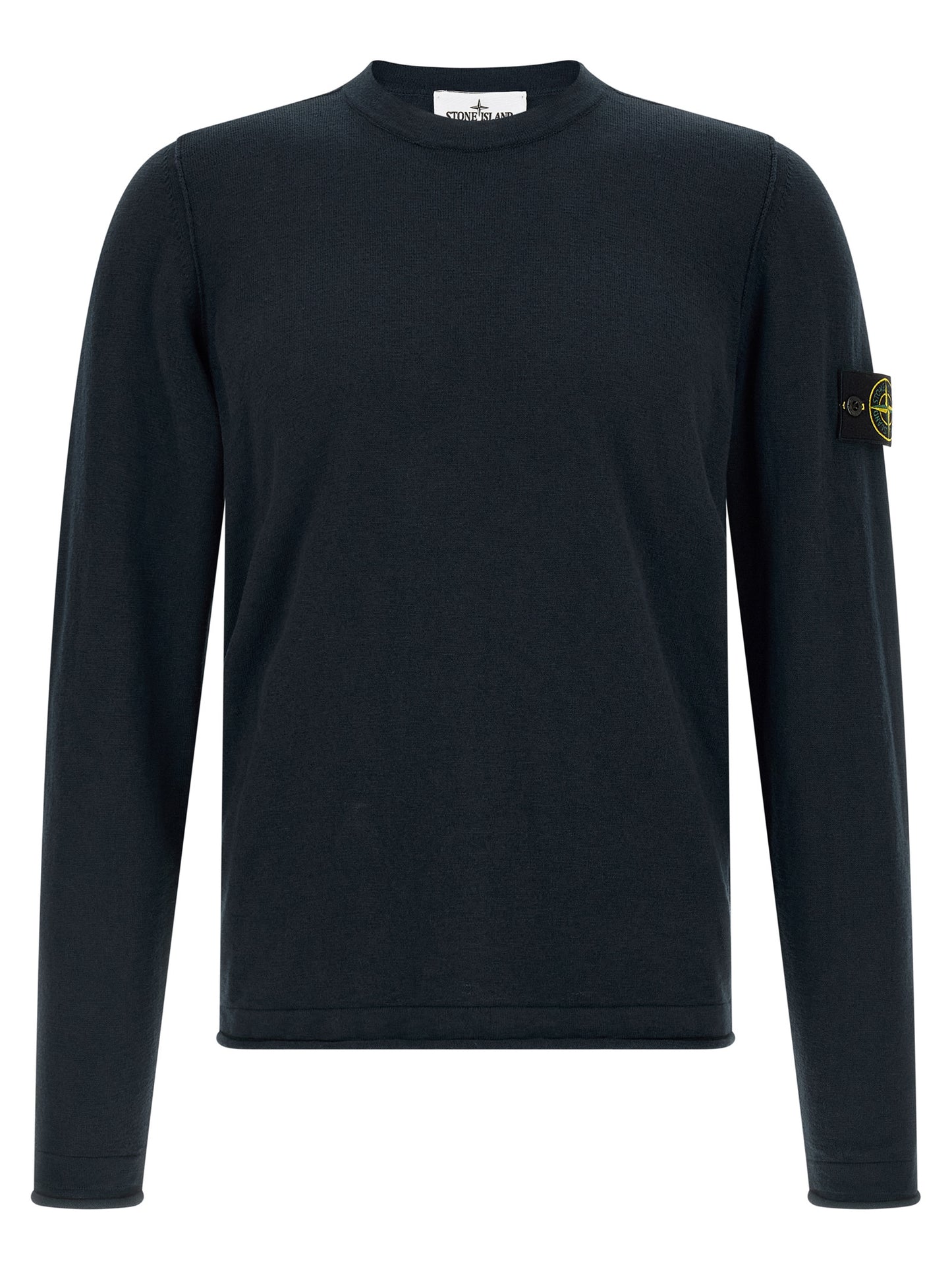 Cardigan by Stone Island for men in nylon & cotton blue features an impeccable silhouette, showcasing a sophisticated crew neckline and long-sleeve detail for a truly impeccable finish.