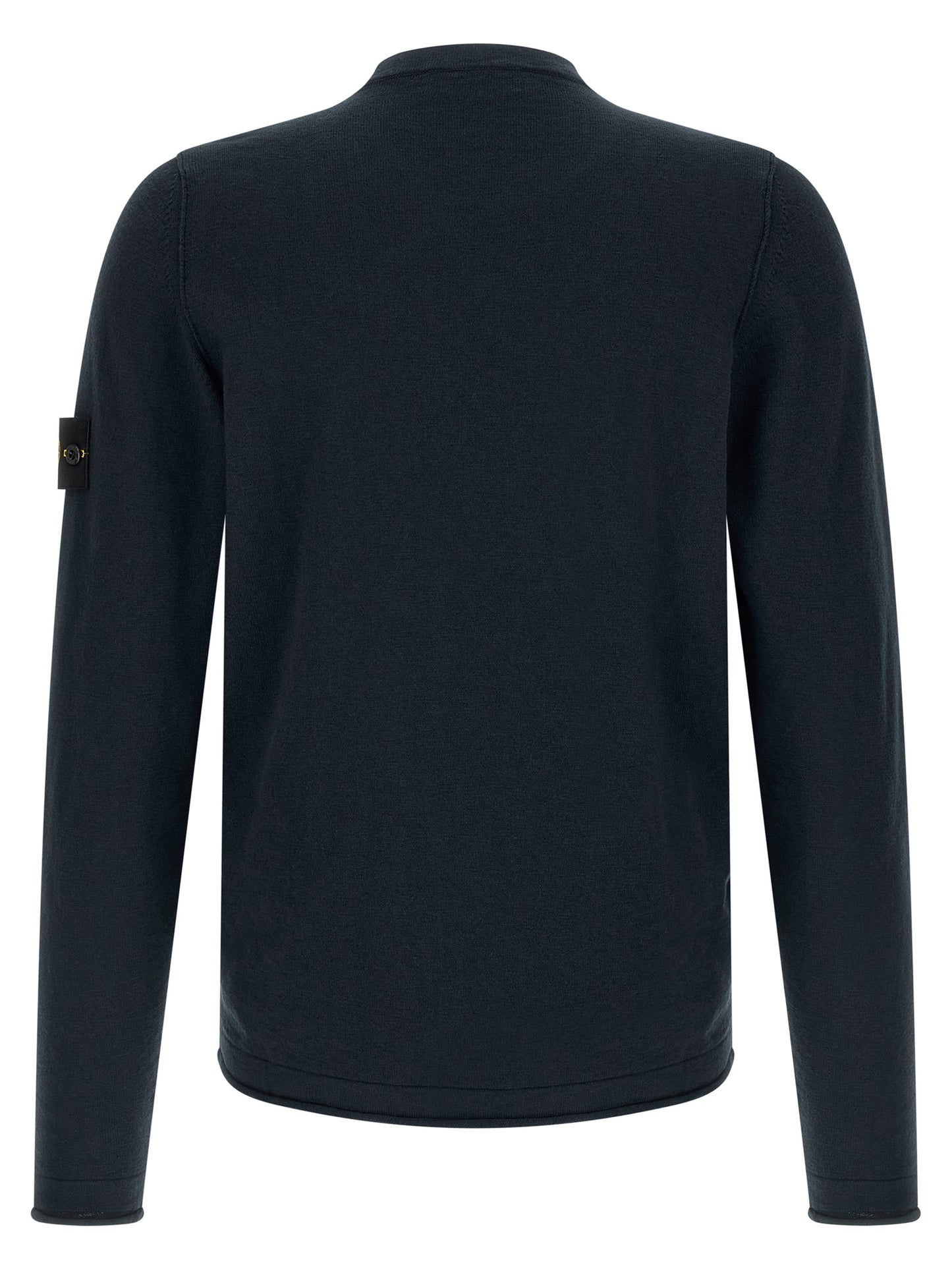 Cardigan by Stone Island for men in nylon & cotton blue showcases a luxurious silhouette, meticulously detailed with a sophisticated crew neckline and for a refined finish.