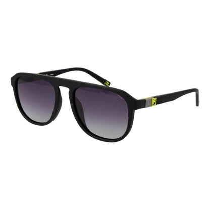 Sunglasses by Fila for unisex in rubber black showcases a ethereal silhouette, featuring black coloured frame aviator full-rim frame design with polarized category-3-dark-tint lens for a ethereal finish.