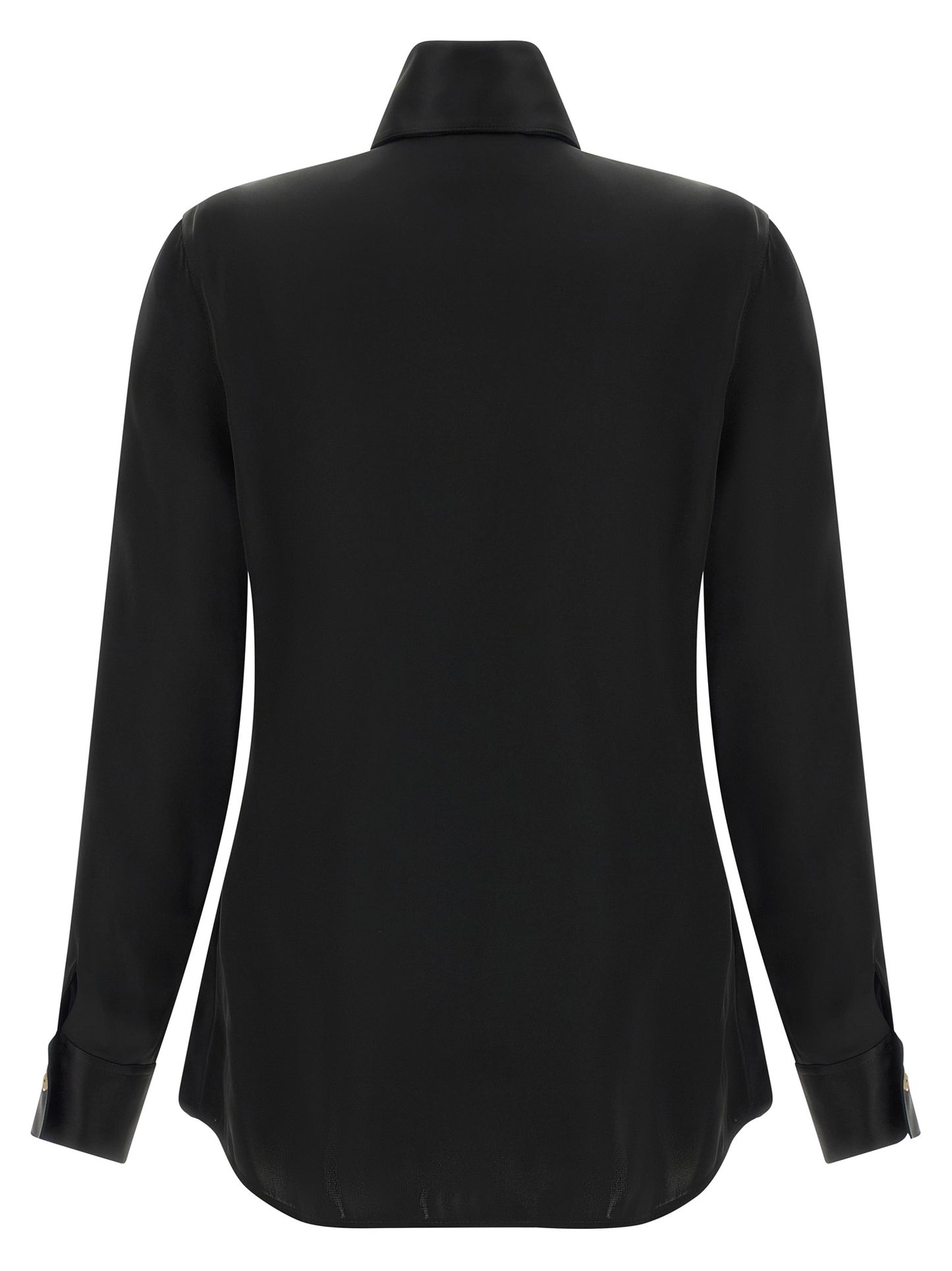 Blouse by Khaite for women in viscose satin black, featuring a nuanced and nuanced for a sophisticated finish.