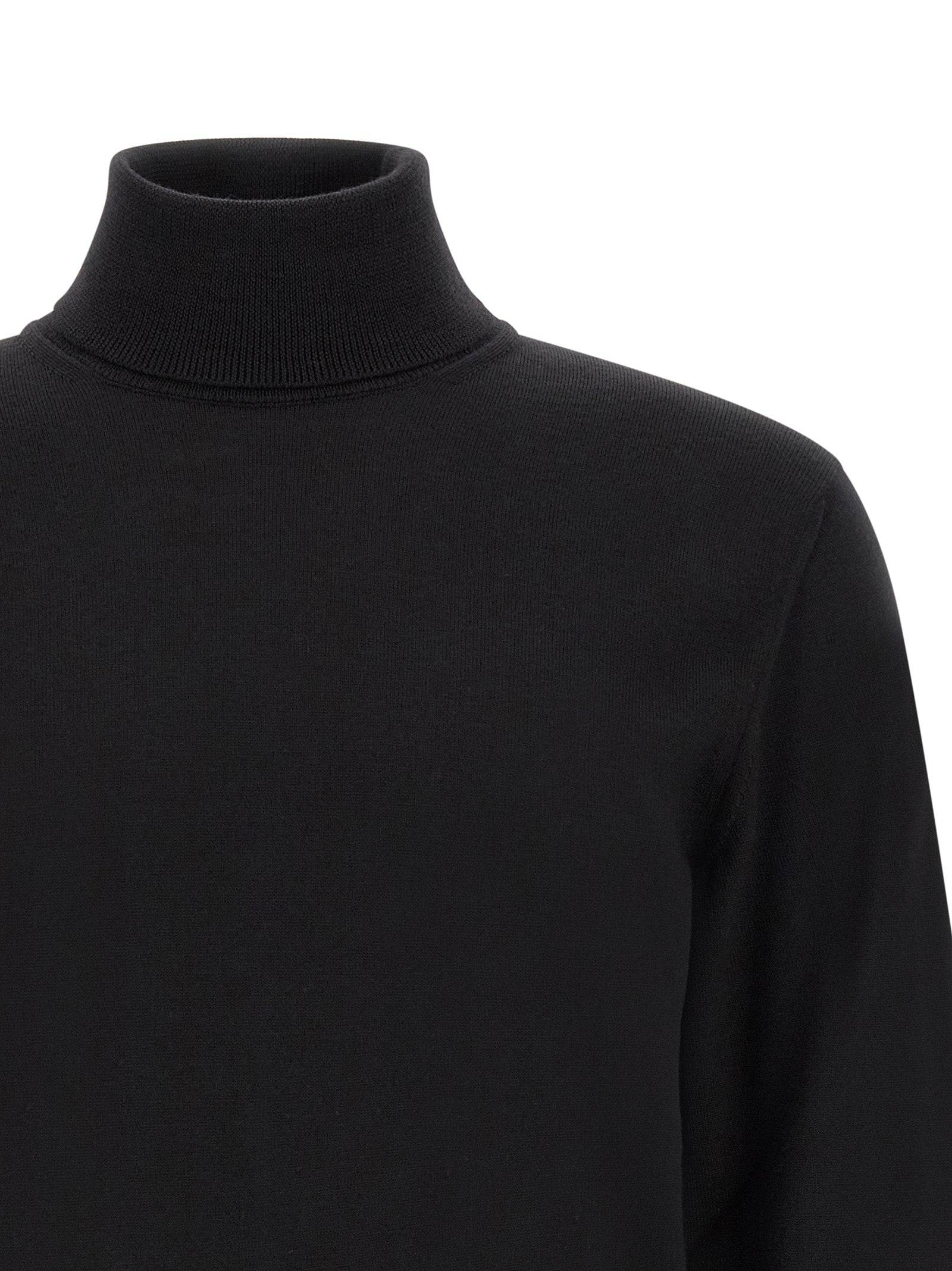 Cardigan by ZANONE for men in virgin wool black features a nuanced silhouette with a refined turtle high-neck neckline and nuanced detailing for a sophisticated look.