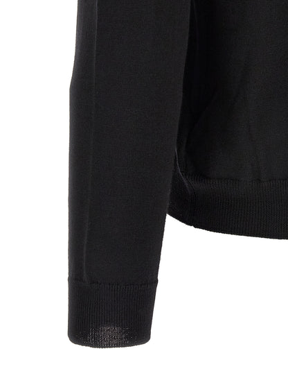 Cardigan by ZANONE for men in virgin wool black showcases a captivating silhouette, artfully detailed with a captivating and for a truly sophisticated captivating look.