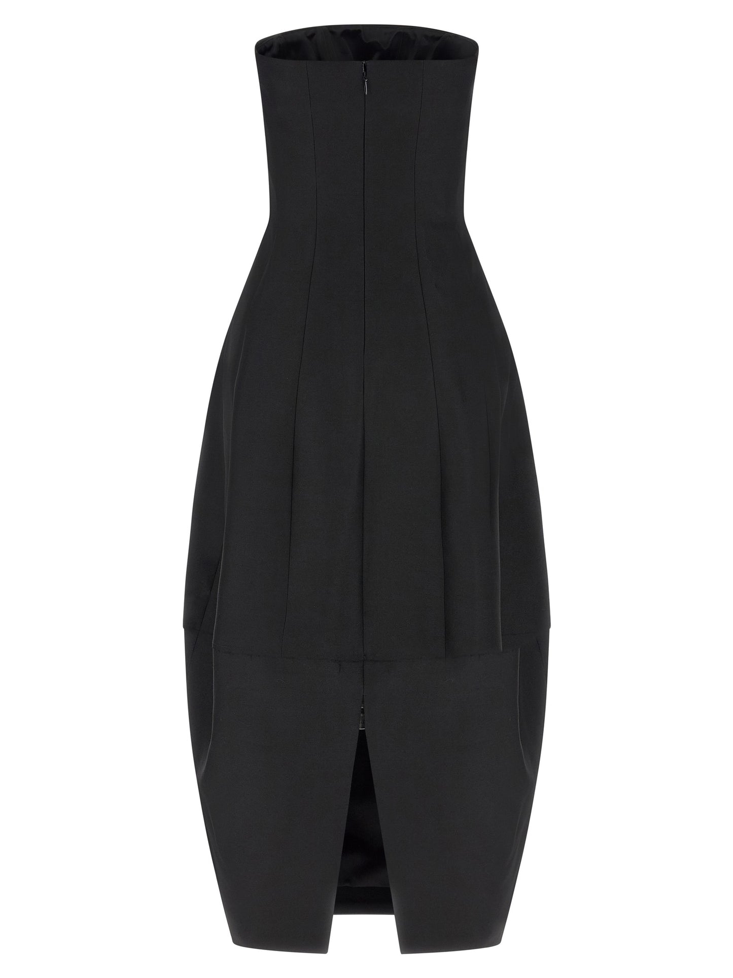 Dress by Khaite for women in wool & silk black features a dramatic silhouette, showcasing an elegant and that flows into a dramatic long.