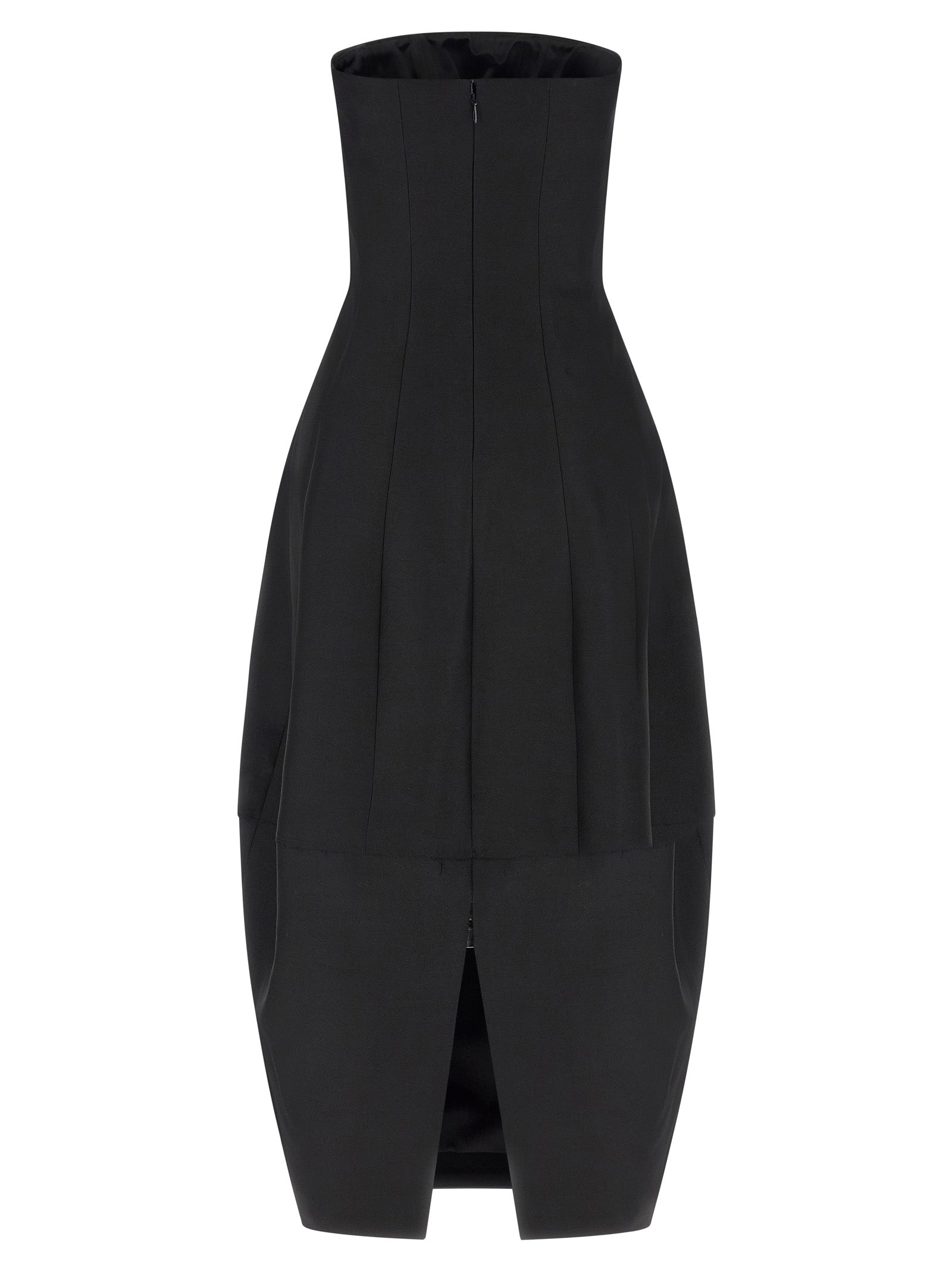 Dress by Khaite for women in wool & silk black features a dramatic silhouette, showcasing an elegant and that flows into a dramatic long.