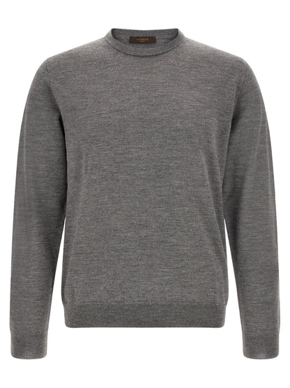 Cardigan by ZANONE for men in virgin wool gray features an crisp silhouette, showcasing a sophisticated crew neckline and detail for a truly crisp finish.