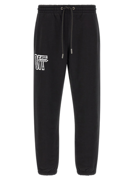 Off-White Men's Relaxed Fit Cotton Joggers - Black White Patterned