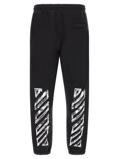 Off-White Men's Relaxed Fit Cotton Joggers - Black White Patterned