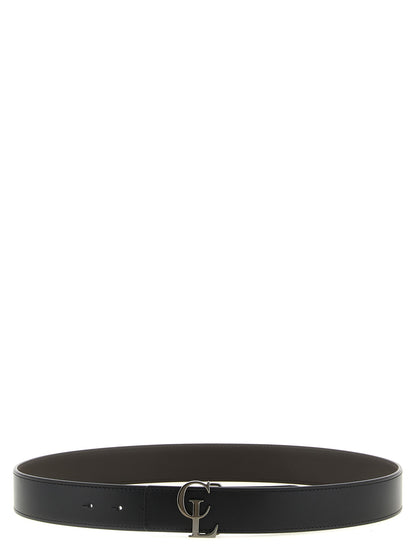 Belt by Christian Louboutin for men in calfskin leather black, brown & multicolor features a bohemian chic silhouette, showcasing the bohemian chic Calfskin Leather Belt design with a sophisticated bohemian chic finish.