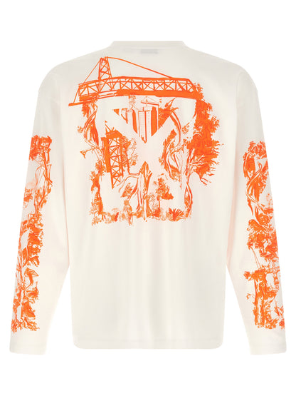 T-Shirt by Off-White for men in cotton blue, natural, orange, white & print showcases a unassuming silhouette, artfully detailed with a refined and unassuming for a sophisticated, contemporary look.
