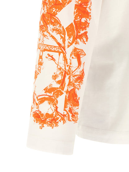 T-Shirt by Off-White for men in cotton blue, natural, orange, white & print features an edgy silhouette, meticulously detailed with a sophisticated and for a truly edgy finish.