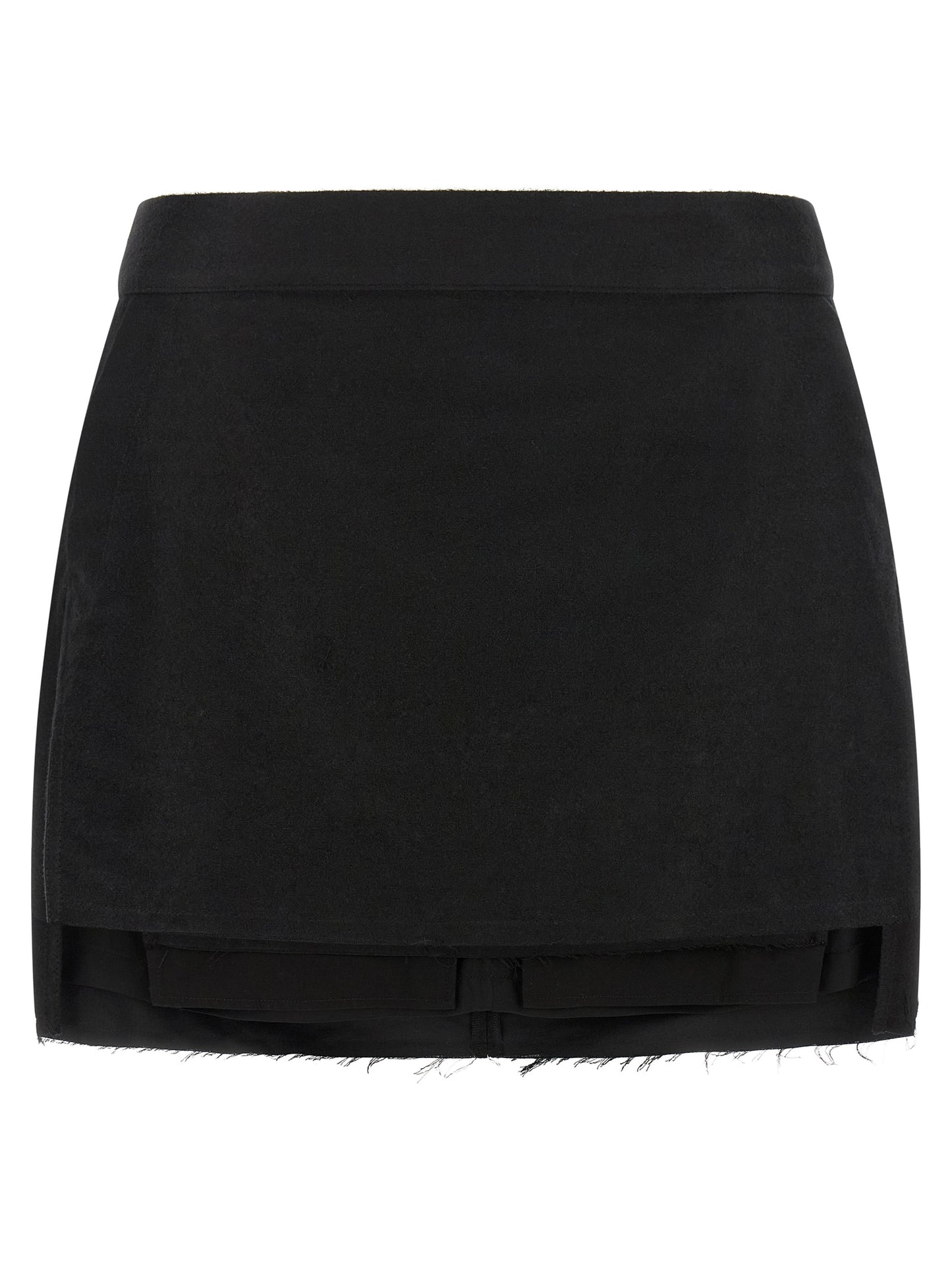 Skirt by Rick Owens for women in ramie & cotton black, silver & signature features a captivating silhouette, showcasing the captivating Women's Asymmetrical High Rise Ramie & Cotton Skirt design with a sophisticated mini long for a captivating look.