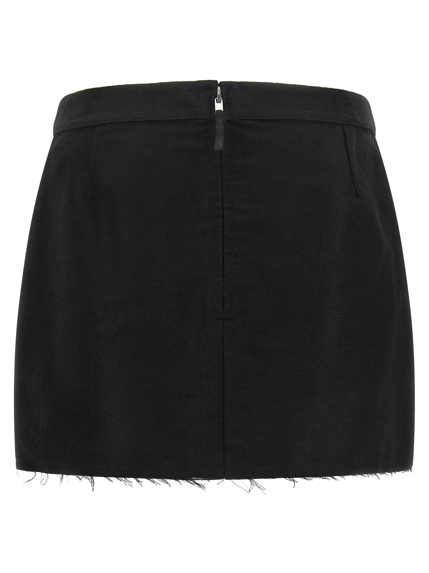 Skirt by Rick Owens for women in ramie & cotton black, silver & signature features a contoured silhouette from the Women's Asymmetrical High Rise Ramie & Cotton Skirt collection, characterized by its contoured mini long for a contoured finish.