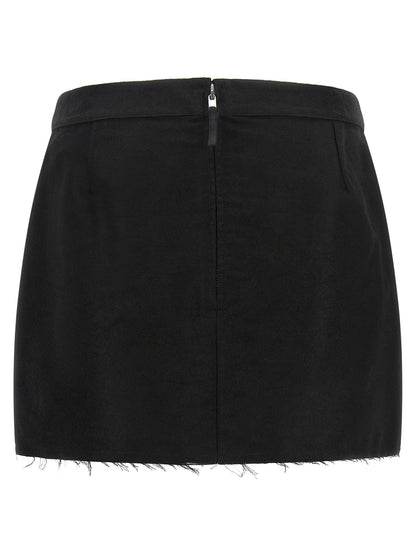 Skirt by Rick Owens for women in ramie & cotton black, silver & signature features a contoured silhouette from the Women's Asymmetrical High Rise Ramie & Cotton Skirt collection, characterized by its contoured mini long for a contoured finish.