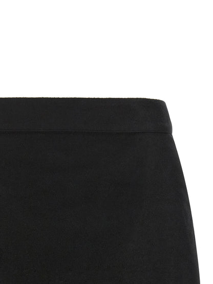 Skirt by Rick Owens for women in ramie & cotton black, silver & signature features a captivating silhouette, showcasing the captivating Women's Asymmetrical High Rise Ramie & Cotton Skirt design with a sophisticated mini long for a captivating look.