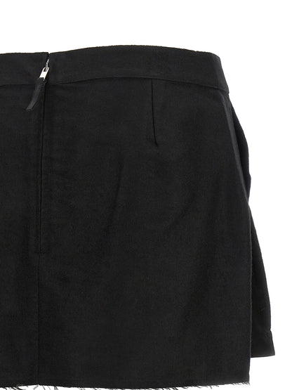 Skirt by Rick Owens for women in ramie & cotton black, silver & signature features an relaxed-yet-refined silhouette that elegantly showcases the Women's Asymmetrical High Rise Ramie & Cotton Skirt design and sophisticated mini long.